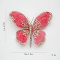Farfalla decorativa in velluto rosa con paillettes dorate, misura 19cm per 14cm - Rosa scuro