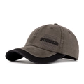 Vintage cotton baseball cap with PODRLN embroidery in green and black contrast colors - Army Green Color Block
