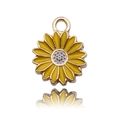 Golden sunflower alloy charm with yellow enamel finish and top ring for DIY jewelry making - 1pc Sunflower Daisy 13x16mm