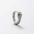 Silver surgical steel snake cartilage hoop with green zircon and clear crystals - Teardrop Green Zirconia Hoop (A31-4#)