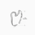 Adjustable silver irregular wave open ring in polished stainless steel for women - Irregular Wave Style (J-1005) / Steel