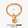 Pulsera de corazón dorada con cierre OT y circonitas cúbicas en acero inoxidable elegante - Oro rosa