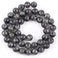 Polished dark grey natural labradorite round beads for DIY jewelry making and crafts - 12mm/Approx 32pcs per strand / Larvikite