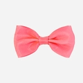 Pink grosgrain ribbon double bow hair clip with textured ribbing for girls - Single Item / Watermelon red
