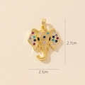 Collana con ciondolo a forma di elefante d'oro con zirconi colorati 2,7 cm per 2,1 cm - 0369-2 (Zirconia Colorata)