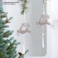 Set of 2 glittery hollow deer Christmas ornaments with pearls and tassels, size 9x13cm - Reindeer 2pcs Set