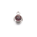 6mm stainless steel birthstone pendant featuring a dark pink round gemstone charm - Fuchsia - Steel Color