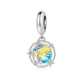 Pendentif en argent 925 émaillé thème ciel étoilé serti de pierres de zircone - Pendentif Nuit Étoilée de Van Gogh 0396