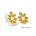 Detail showing irregular gold starburst earrings with 2.7cm length and glossy finish - Hollow Flower Gold Style (TYGE0557)