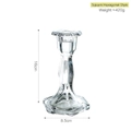 French country style 16cm clear crystal glass candle holder with hexagonal base - Square Hexagon / Clear