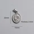 Detailed dimensions of a vintage steel sun and moon pendant with 22mm x 15mm size - Sun and Moon Oval Pendant (P00064S)