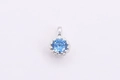 Mini S925 Sterling Silber Anhänger mit rundem blauem Zirkon in floraler Fassung - Groß - Hellblau