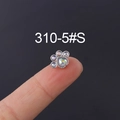 Iridescent cat paw cartilage piercing stud in 20G stainless steel for women - Cat Paw Style (HSPJ310-5#S)