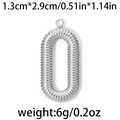 Silver 304 stainless steel oval textured pendant with 1.3cm x 2.9cm dimensions - Threaded Oval / Silver