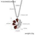 Collana vintage in acciaio con perla e smalto bordeaux su catena a corda - Rosso Argento