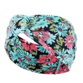 Detail of floral paisley yoga headband with blue and pink flowers on white background - White Background Blue Pink Floral (11)
