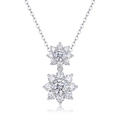 Luxurious S925 sterling silver necklace with sparkling sunflower cluster pendants - 1ct + 0.5ct + 16 Stones