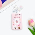 Porta badge rosa Sweet Bunny con ciondolo in acrilico e piccoli campanellini decorativi - Coniglio di Caramelle + Ciondolo Coniglio
