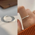 Adjustable 925 sterling silver open ring with tiny smiley face engraving in silver - Silver Plain Smiley (JZ0207)