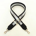 Adjustable wide replacement shoulder strap with glitter stripes and gold metal hardware - Black