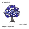 Exquisite tree of life brooch in dark blue rhinestones and black metal finish - Blue