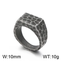 Vintage herenring van 316L roestvrij staal met gehamerde textuur en breedte van 10mm - US 8 / Gehamerd Rechthoek Antiek Zwart (KR105954-KJX)