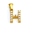 Chic golden alphabet H pendant with inlaid white pearls for a personalized fashion style - Letter H