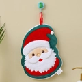 Hanging Santa Claus coral fleece hand towel with festive red and white snowflake loop - Santa Claus