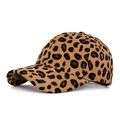 Men's and women's baseball cap in brown leopard print corduroy fabric with wide brim - Adjustable / Large Leopard Khaki