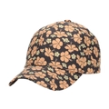 Schwarze Baseballkappe mit lebhaftem orangefarbenem tropischem Blumenmuster - Schwarz Mit Orangen Und Grünen Hibiskusblüten (3#)
