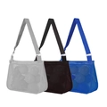 Mesh beach bags for children toys in grey, black, and blue colors with large capacity - Solid Color Gray/Black/Blue Shoulder Mesh Bag