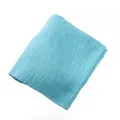 Detail of light blue pleated cotton scarf fabric with vertical accordion pleats texture - Light Blue