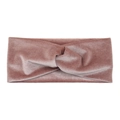 Dusty rose velvet knotted headband with a stylish crossover design for women - Dusky Pink