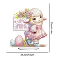 Decoración de mesa diamante DIY de Pascua con oveja linda y letrero Happy Spring - Adorno de oveja de feliz primavera