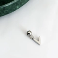 Polished silver stainless steel V-letter pendant with spherical bail on white background - Letter Pendant (V) / Silver