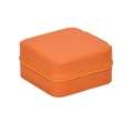 Portable orange cross-grain PU leather jewelry travel case with square zipper design - Orange