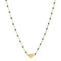 Collar de cadena dorada con cuentas verdes y un colgante de corazón dorado - Verde