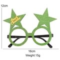 Green glitter 2026 Christmas glasses with star shape and Merry Christmas text decor - Green Star Glasses