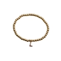 Gold beaded elastic bracelet featuring a colorful zircon inlaid letter L pendant - L