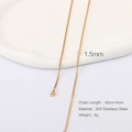 Golden 304 stainless steel 1.5mm chain necklace with 40+5cm adjustable length - Golden Box Chain