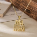 18K gold plated necklace featuring a MAMA letter pendant with sparkling zircon accents - Bold MAMA