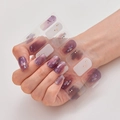 3D laser gold stamping nail stickers with purple marble gradient and gold foil accents - Purple Gold Sequin Decoration Style (DQ3-090)