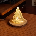 Kristallbaum-Nachtlicht mit warmem gelbem Glanz und facettierter Diamantstruktur - Eisberg Weihnachtsbaumlampe Groß 6*8cm