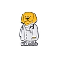 Golden Retriever dog doctor enamel pin with Trust Me I'm a Dogtor text badge - Dog Doctor
