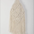 Handmade Bohemian woven tapestry in creamy white cotton with tassels and diamond patterns - Ruyi Tapestry