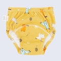 Gelbe Baby-Lernhose mit niedlichen Tierdrucken und elastischem Komfortbund - Größe 100 / Gelbes Hundemuster