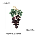 Grape brooch with green and purple rhinestones on a gold base, size 6cm x 3.6cm - Medium Purple