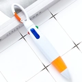 Multicolor ballpoint pen with orange clip and carabiner on minimalist grid paper - Orange