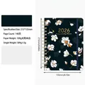 2026 A5 weekly and monthly planner with black floral cover and gold spiral wire-o binding - Platinum Lovers (2026)