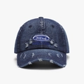 Dunkelblaue Baseballkappe aus gewaschenem Denim mit Alfred-Stickerei und Vintage-Details - Verstellbar / Marineblau